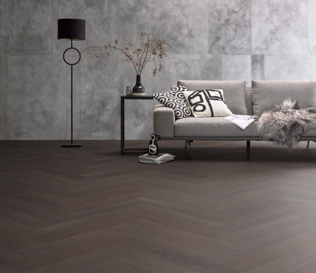 Ambiant Herringbone dryback charcoal PVC