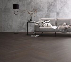 Ambiant Herringbone dryback charcoal PVC