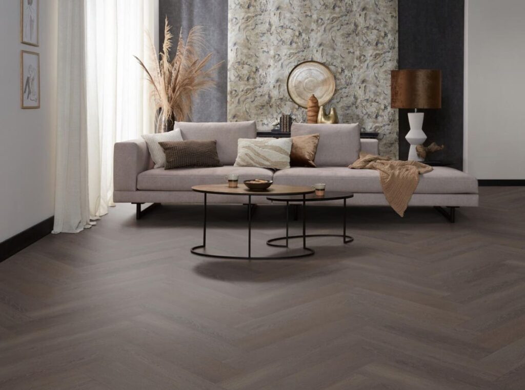 Ambiant Herringbone dryback charcoal PVC