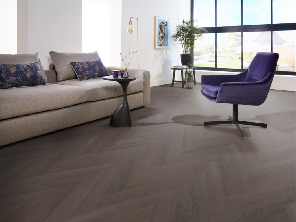 Ambiant Herringbone dryback charcoal PVC