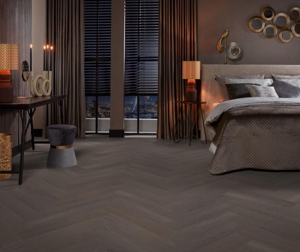 Ambiant Herringbone dryback charcoal PVC