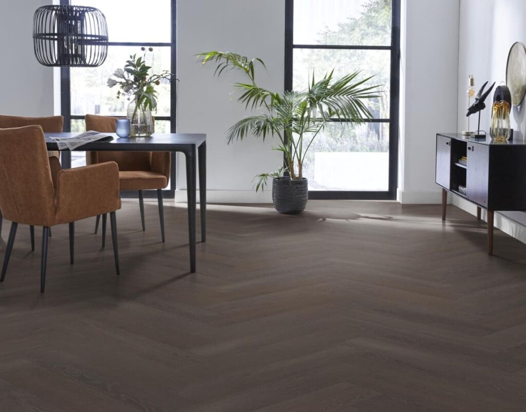 Ambiant Herringbone dryback charcoal PVC