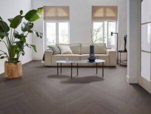 Ambiant Herringbone dryback charcoal PVC