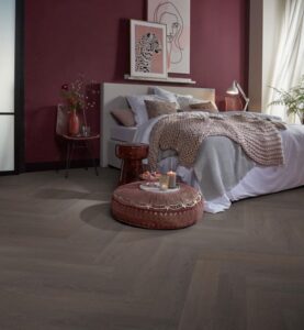 Ambiant Herringbone dryback charcoal PVC