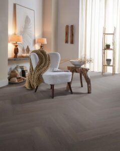 Ambiant Herringbone dryback charcoal PVC