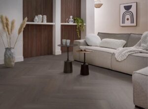 Ambiant Herringbone dryback charcoal PVC