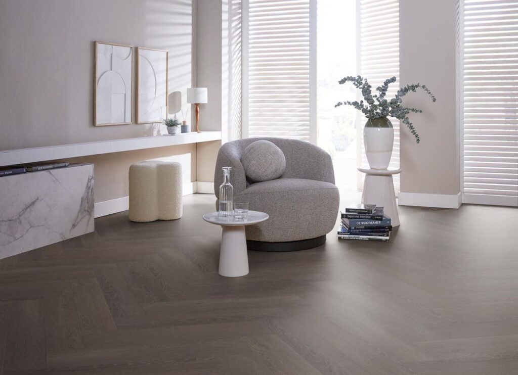 Ambiant Herringbone dryback charcoal PVC