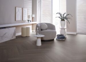 Ambiant Herringbone dryback charcoal PVC