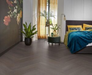 Ambiant Herringbone dryback charcoal PVC