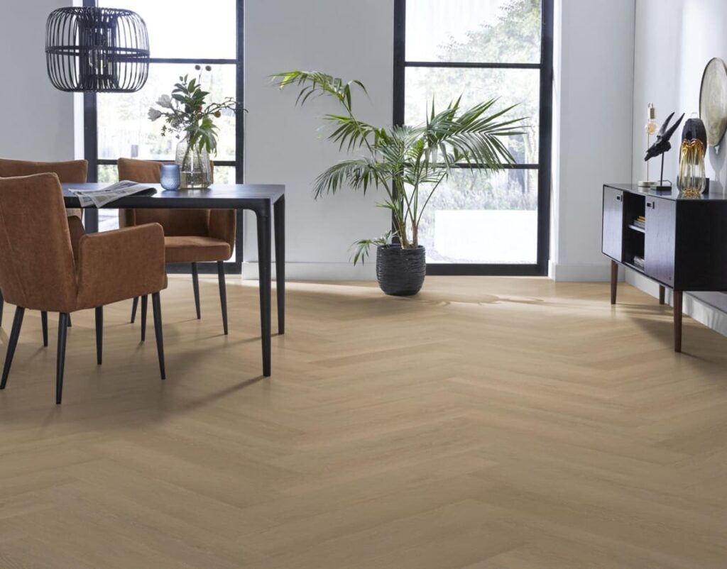 Ambiant Herringbone dryback warm natural PVC