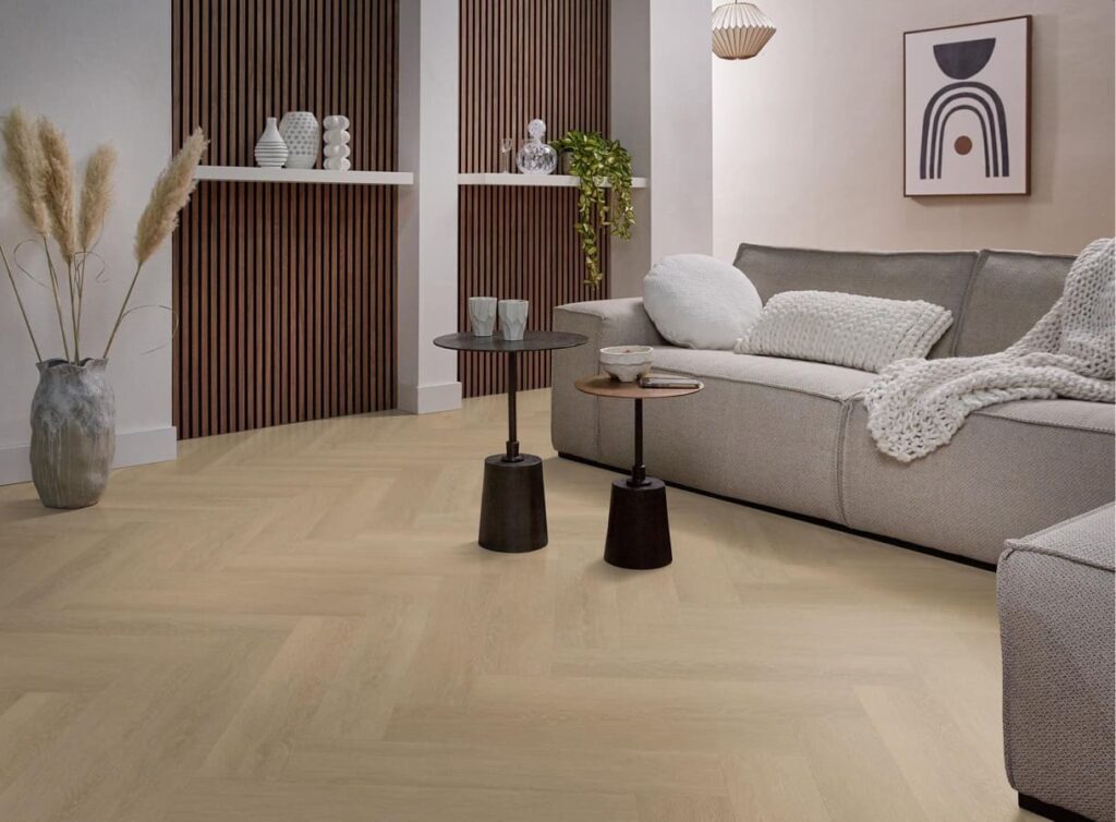 Ambiant Herringbone dryback warm natural PVC