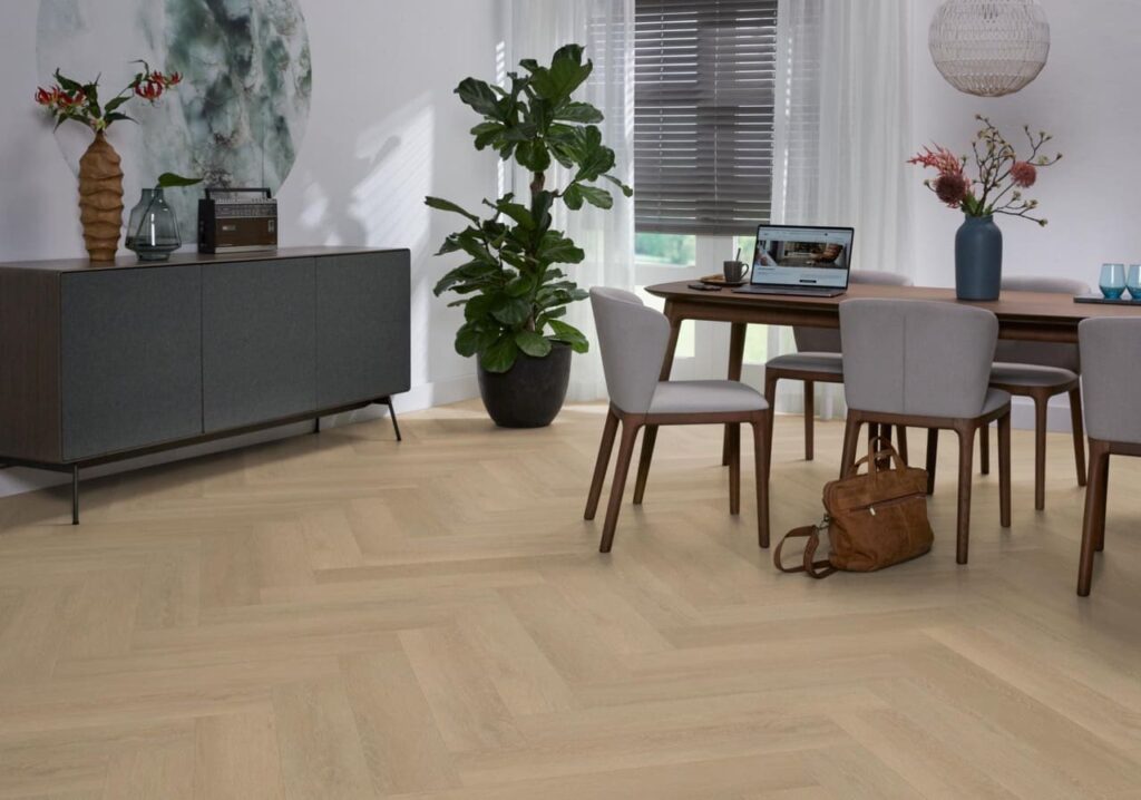 Ambiant Herringbone dryback warm natural PVC