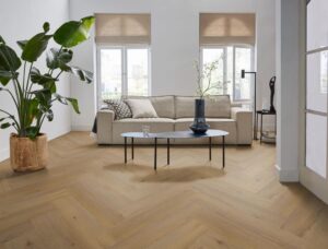Ambiant Spigato Vivero visgraat dryback dark oak PVC