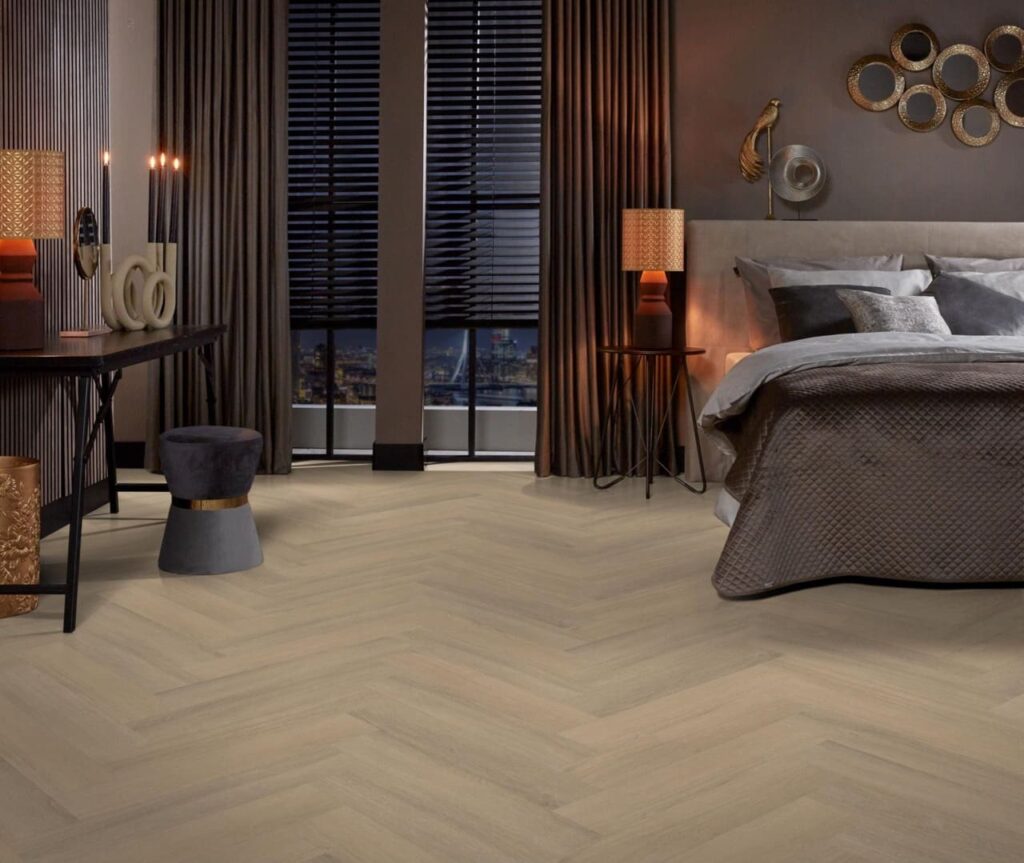 Ambiant Spigato Viranto visgraat dryback warm beige PVC
