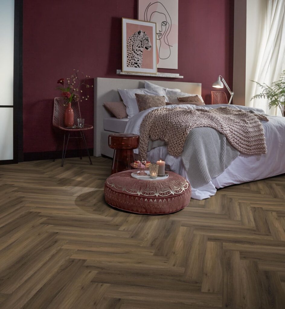 Ambiant Spigato Avanto visgraat dryback warm brown Plak PVC