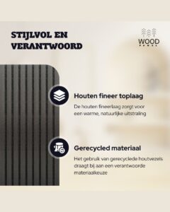 Akoestisch Wandpaneel - Zwart Eiken - 270x60cm (1+1 gratis)