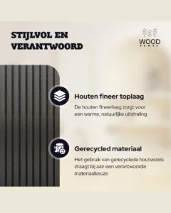 Akoestisch Wandpaneel - Zwart Eiken - 270x60cm (1+1 gratis)