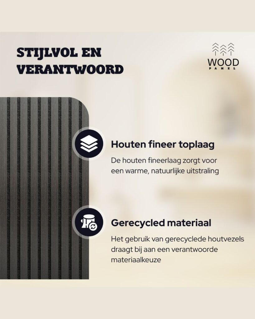 Akoestisch Wandpaneel - Zwart Eiken - 270x60cm (1+1 gratis)
