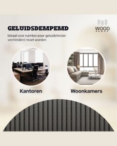 Akoestisch Wandpaneel - Zwart Eiken - 270x60cm (1+1 gratis)