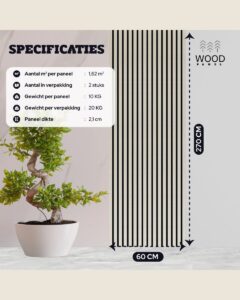Akoestisch Wandpaneel - Licht Eiken - 270x60cm (2 pack)
