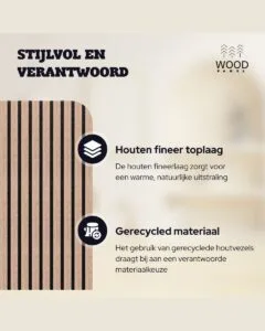 Akoestisch Wandpaneel - Walnoot - 270x60cm (1+1 gratis)