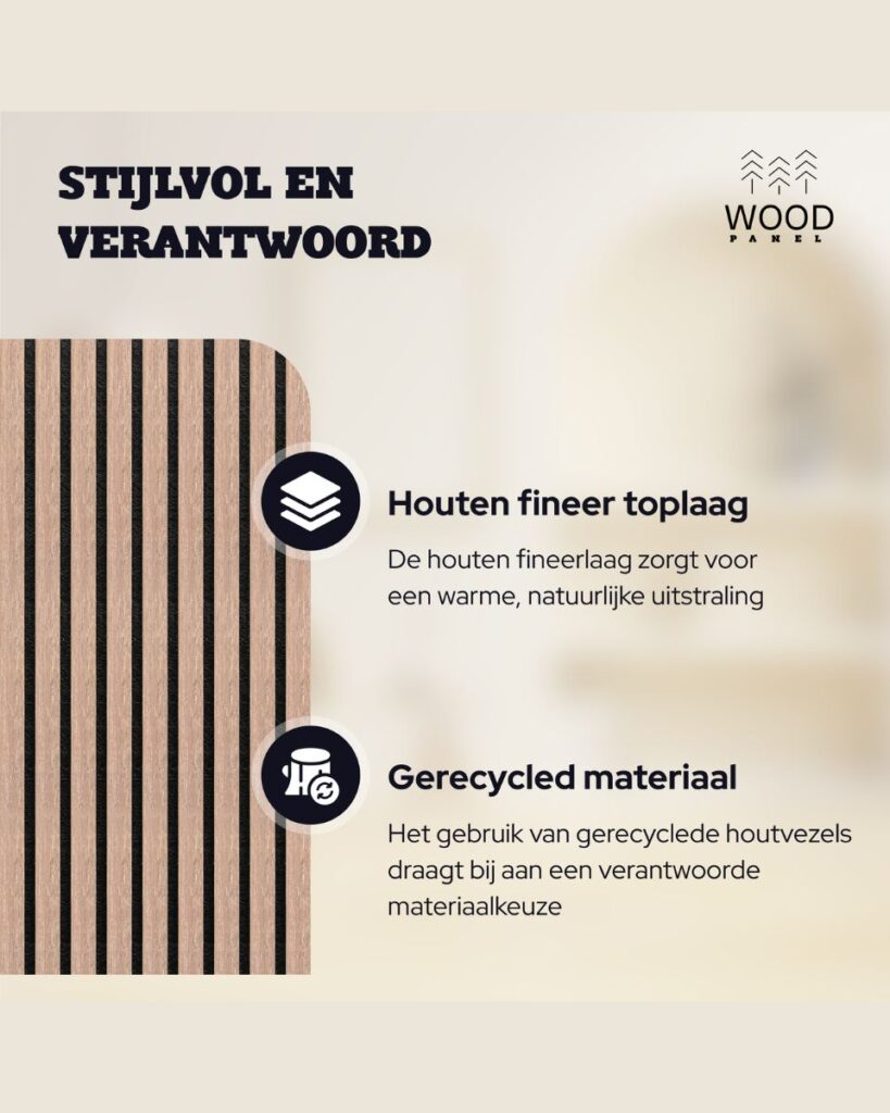 Akoestisch Wandpaneel - Walnoot - 270x60cm (1+1 gratis)