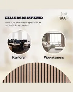Akoestisch Wandpaneel - Walnoot - 270x60cm (1+1 gratis)