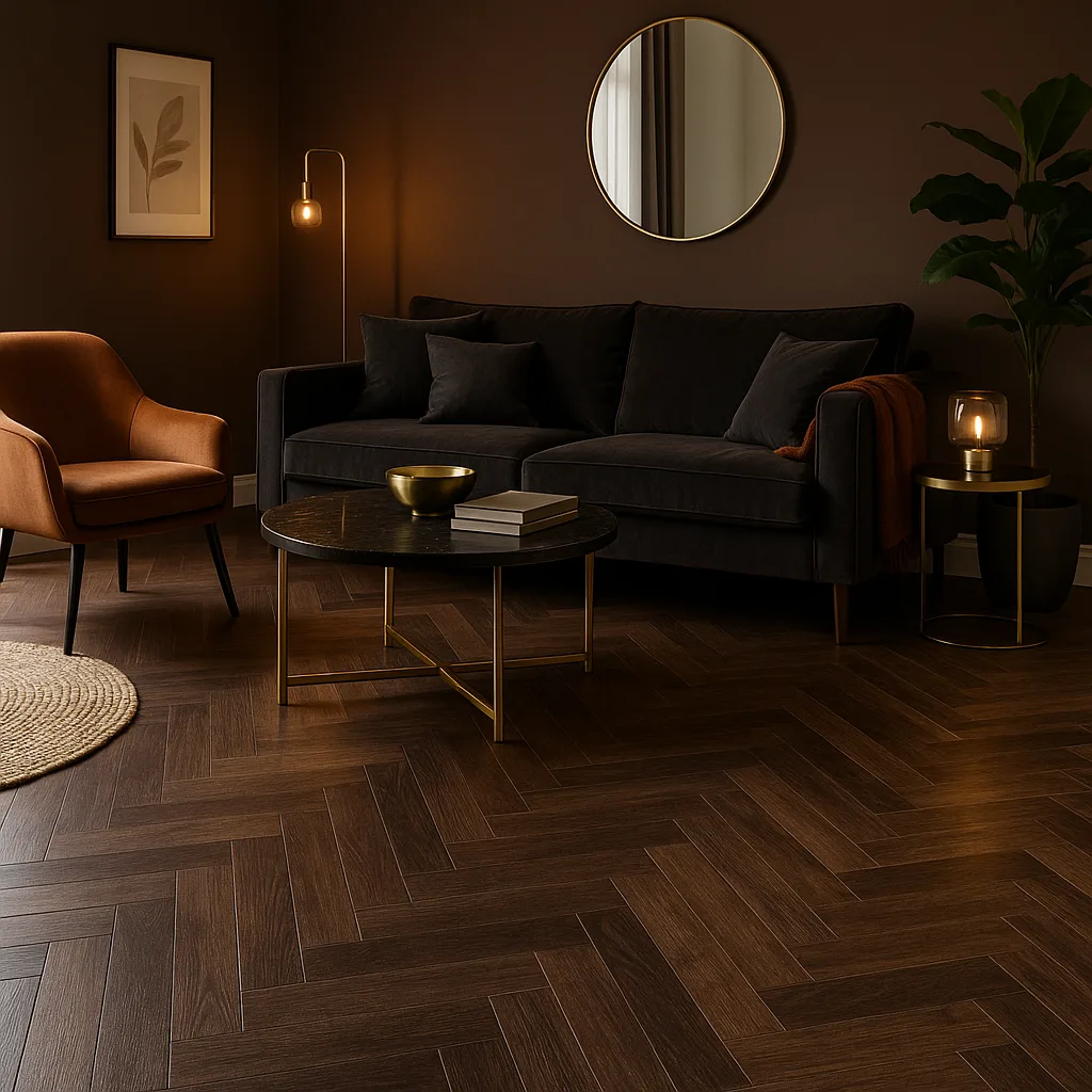 givefloors 20003 visgraat dark brown plak pvc