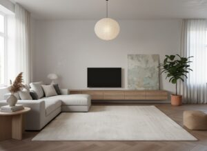 fluffy vloerkleed beige