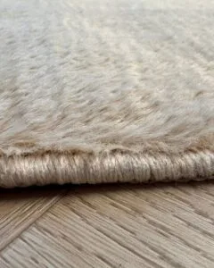 fluffy vloerkleed donker beige