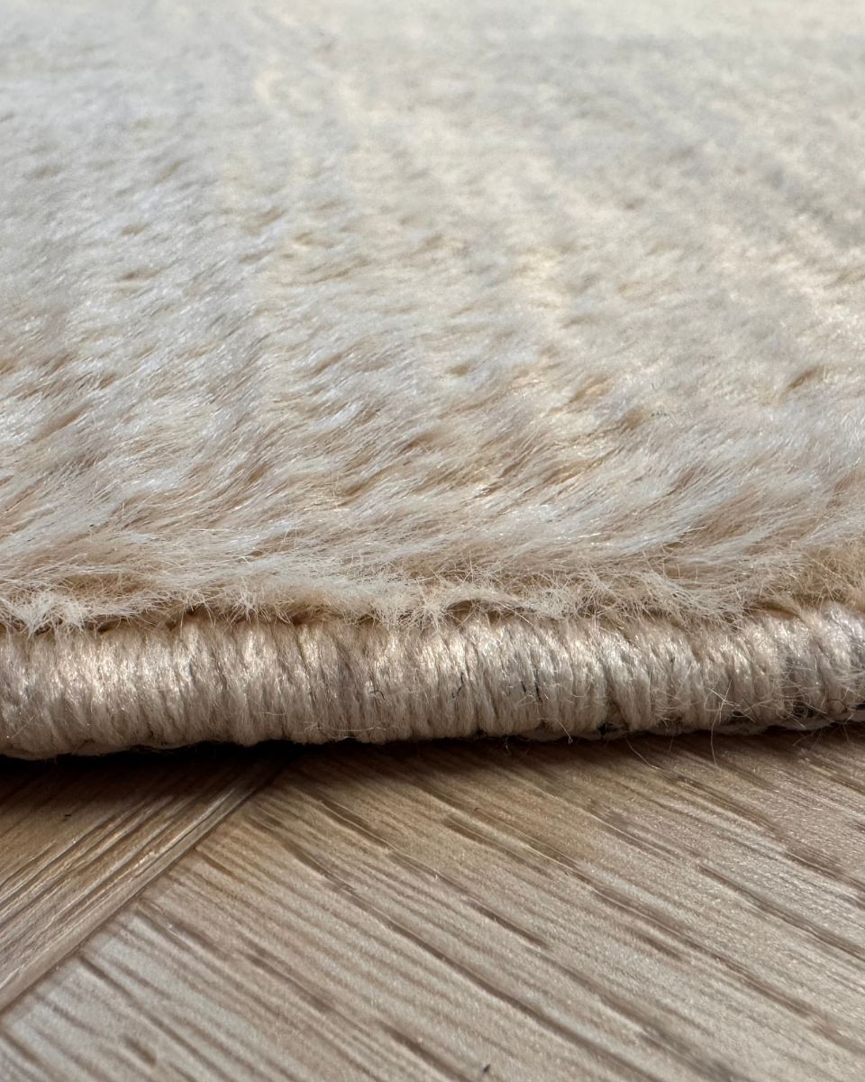 fluffy vloerkleed donker beige