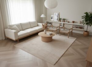 fluffy vloerkleed donker beige