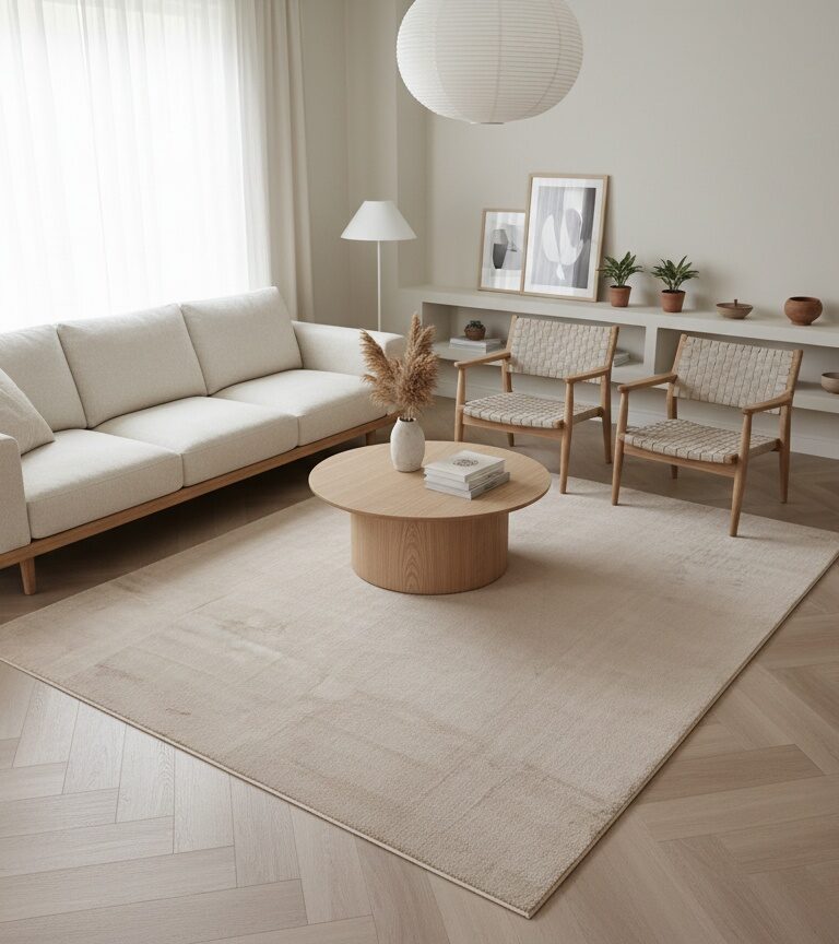 fluffy vloerkleed donker beige
