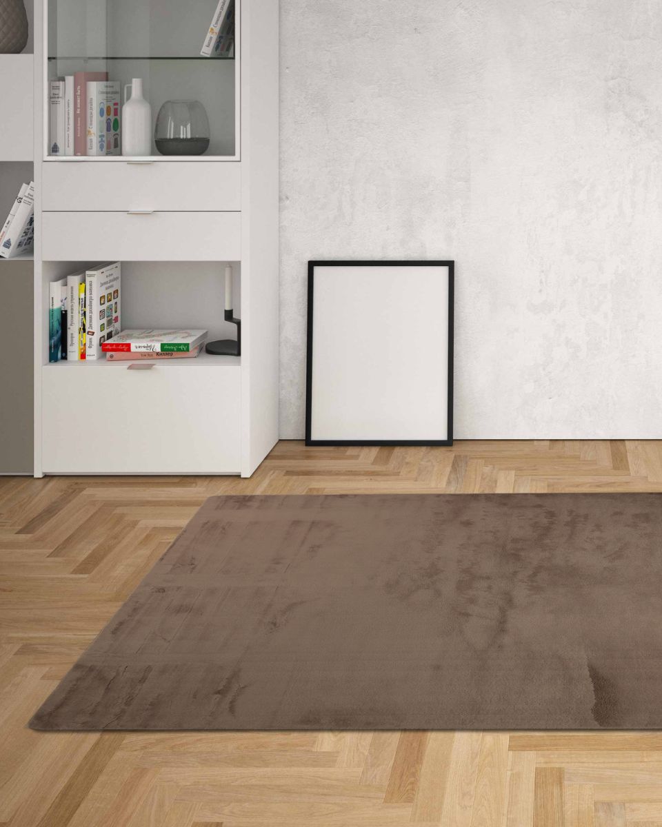 fluffy vloerkleed taupe