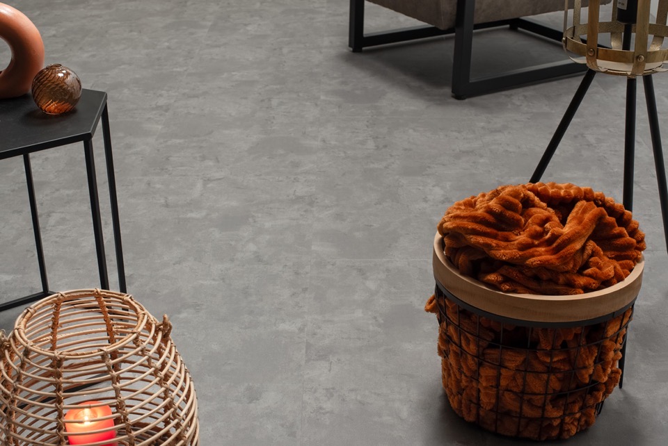 floer tegel click pvc betonlook grijs