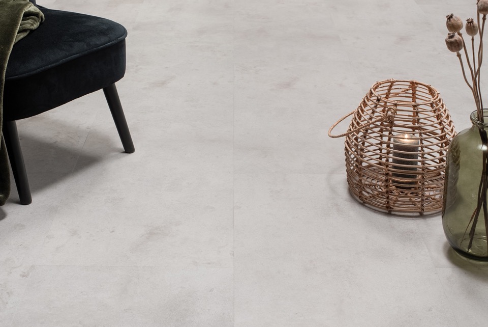 floer tegel click pvc betonlook lichtgrijs