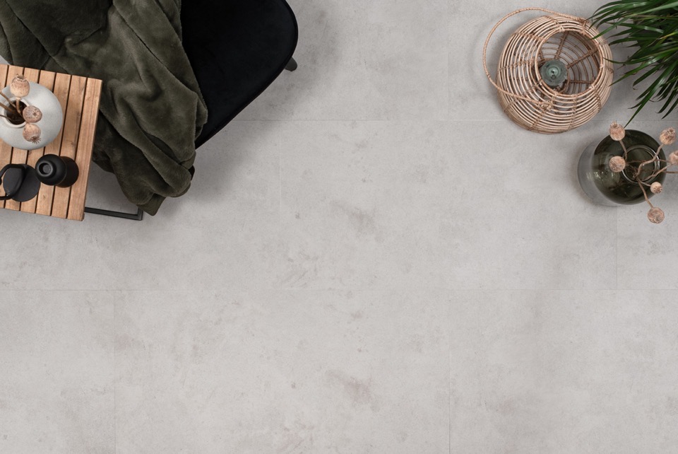 floer tegel click pvc betonlook lichtgrijs