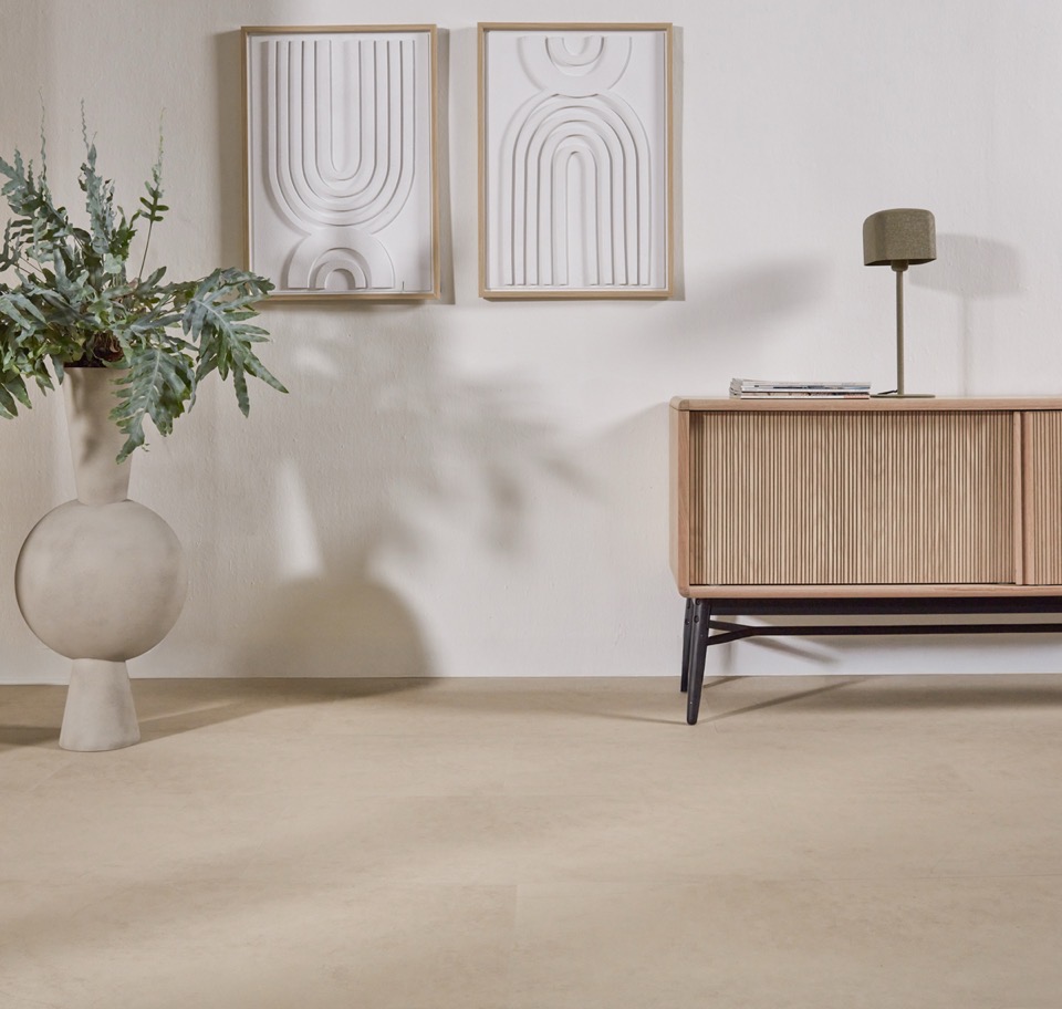 floer tegel click pvc betonlook beige